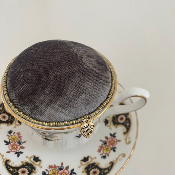 Vintage Teacup Handmade Pincushion For Sewing / Quilting - Picture 3 of 9